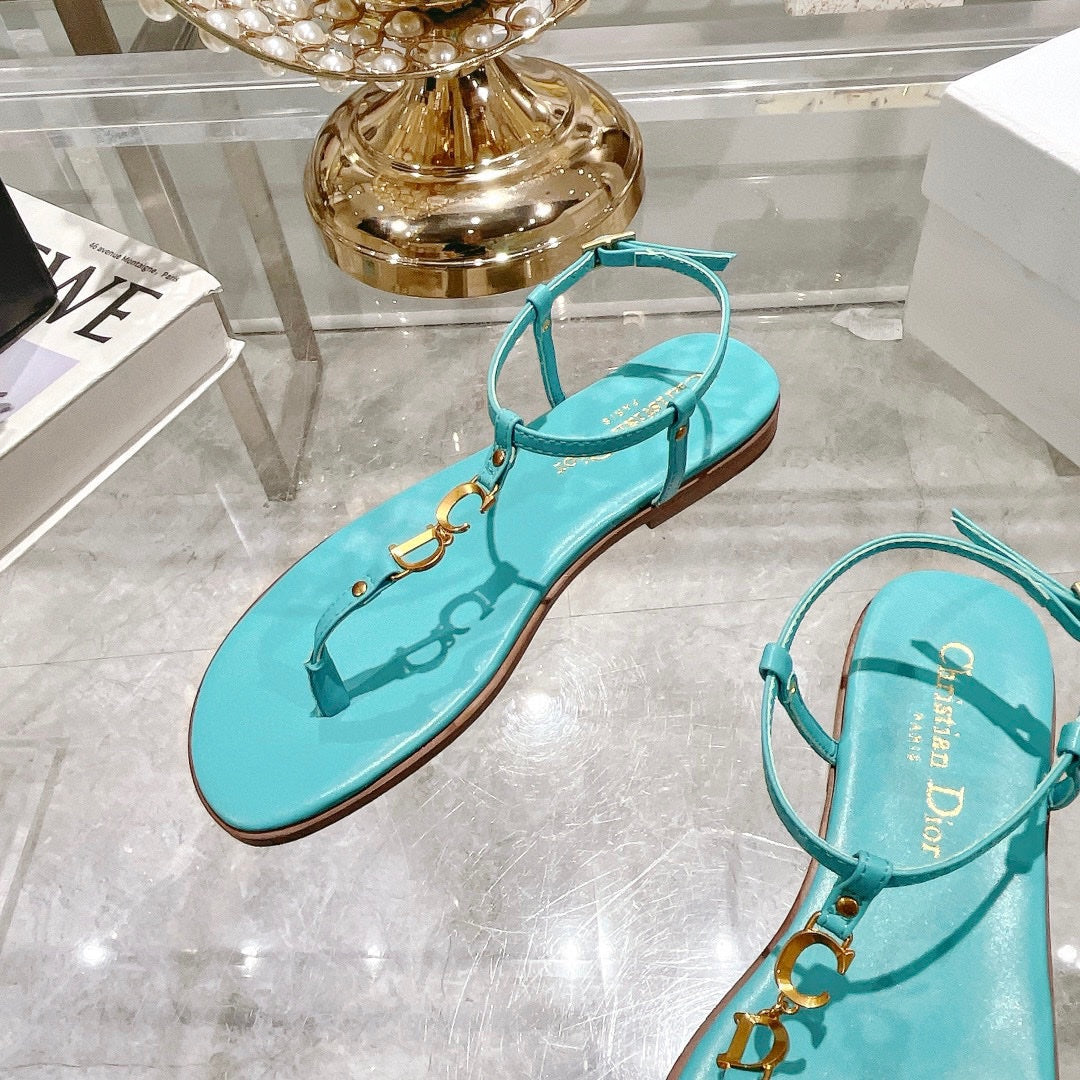 DIOR IVIERA C'EST THONG SANDAL SKY BLUE AQUAMARINA CALFSKIN