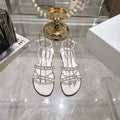 DIOR FLAT SANDALS 25S IN WHITE CALFSKIN RHINESTONES STRAP
