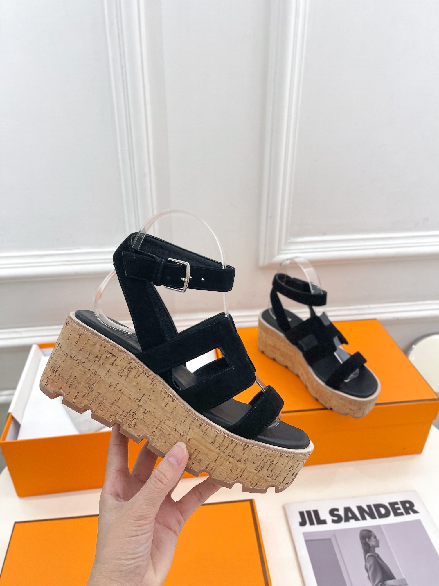 HERMES Havane 30 Sandal Black Suede