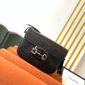 GUCCI 1955 Horsebit Bag 25cm Black Crocodile Leather Gold Hardware
