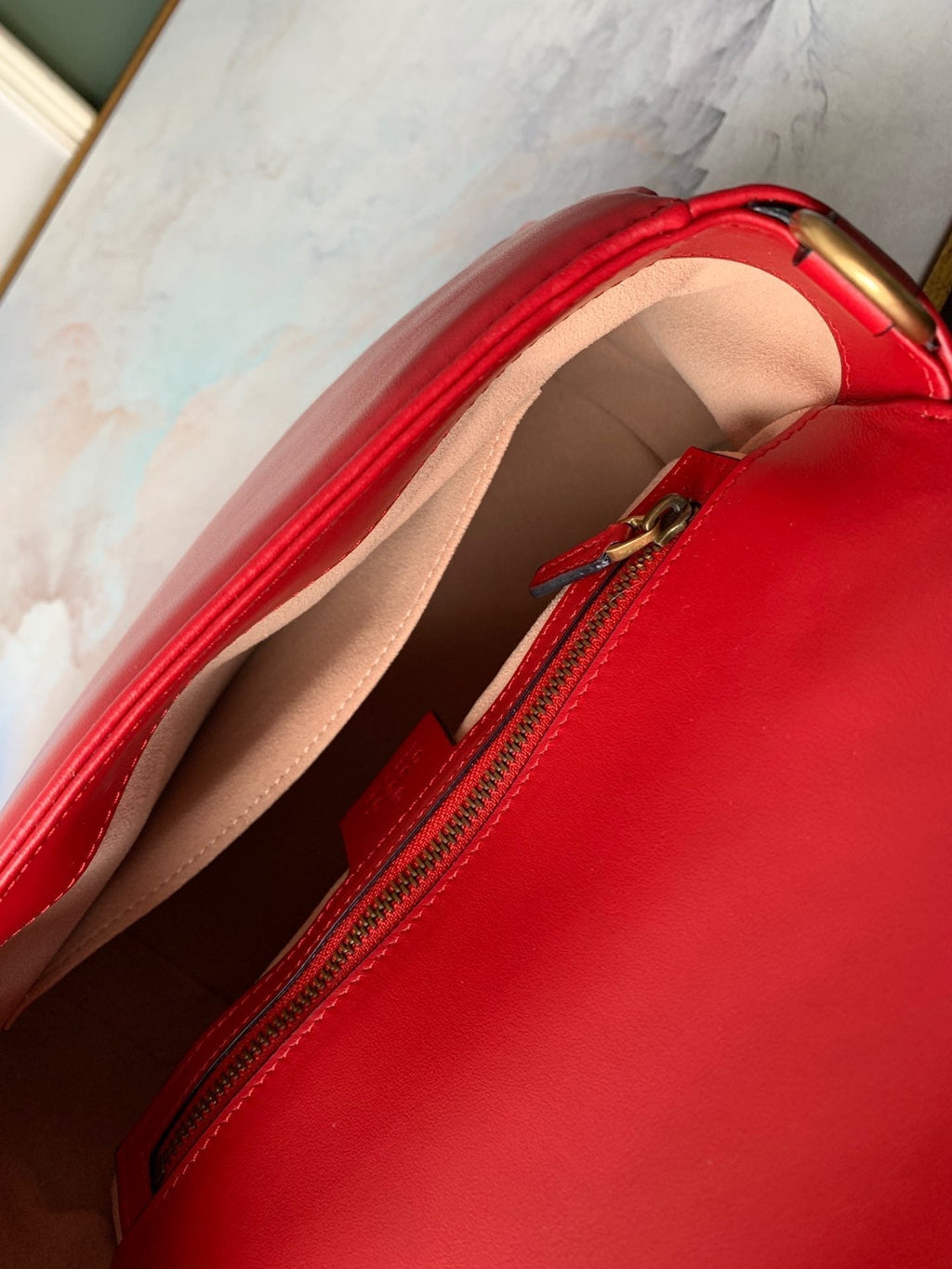 GUCCI Marmont 26.5cm Red Calfskin Gold Hardware