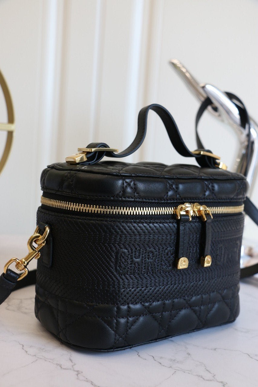 DIOR SMALL TRAVEL VANITY CASE BLACK LAMBSKIN